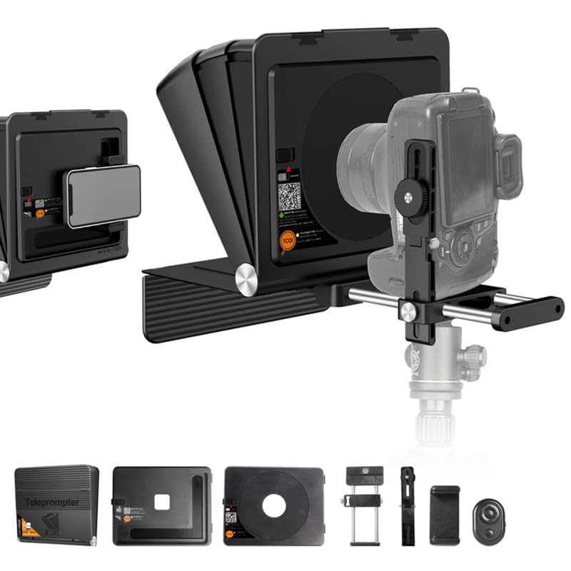 LENSGO TC7 II Faltbarer Teleprompter für Kamera/Smartphone – tragbar, Bluetooth-Fernbedienung, hochauflösendes Display, universelle Kompatibilität (Universalversion für Kameras)