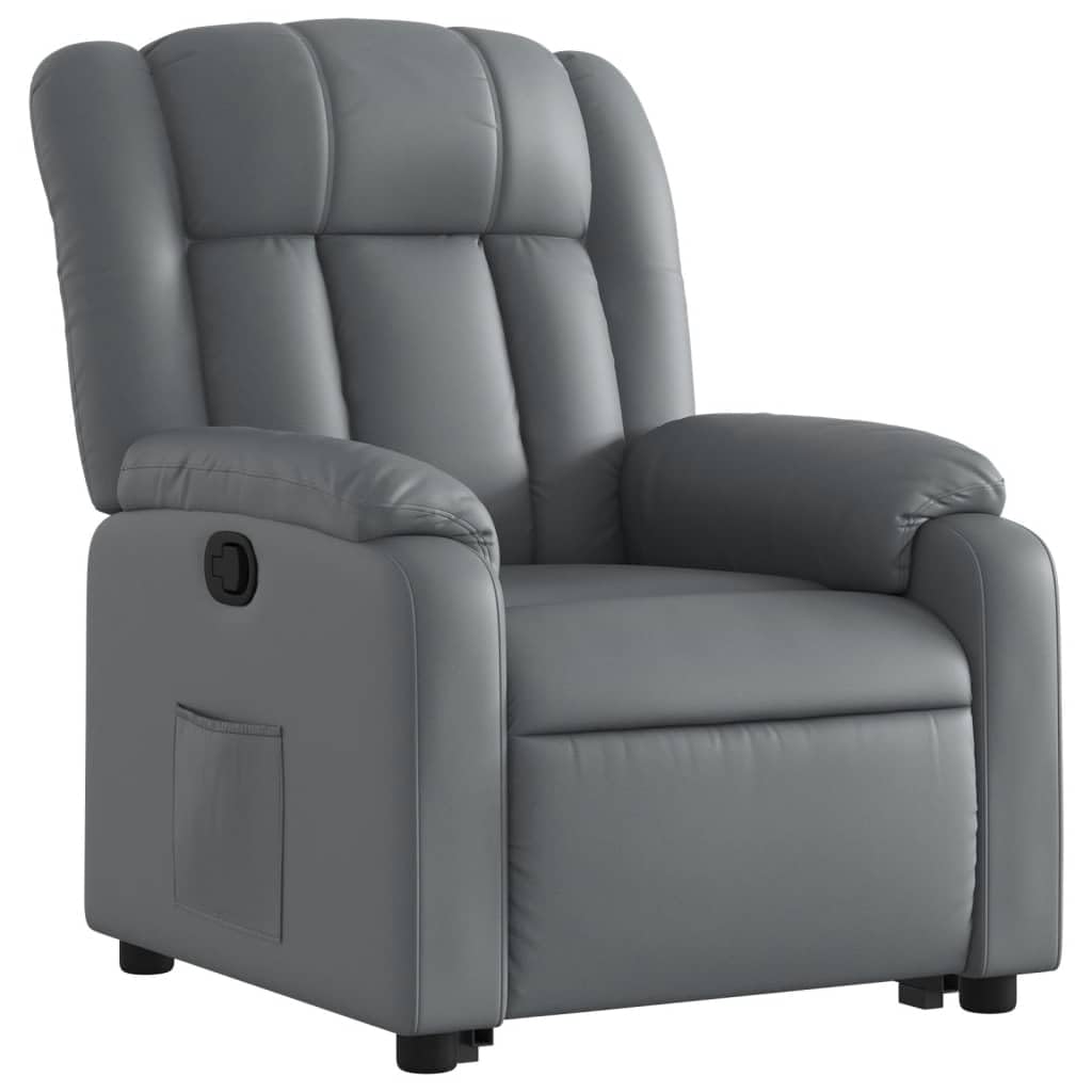 Homgoday Relaxsessel mit Aufstehhilfe Fernsehsessel Verstellbarer Ruhesessel Aufstehsessel Relaxsessel mit Liegefunktion Sessel für Senioren mit Aufstehhilfe TV Sessel Grau Kunstleder