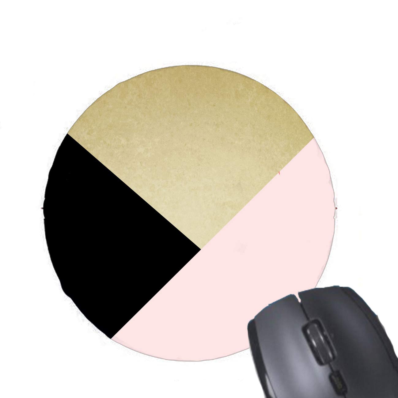 Gaming Mouse Pad Chic Gold Black Pink Abstract Pattern Design for Desktop and Laptop 1 Pack Round Mouse mat