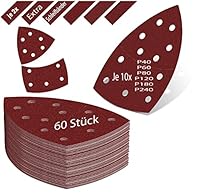 KSP-Tec│60 Stück Schleifpapier Dreieckschleifer + 12 Schleifstreifen│Delta-Schleifdreiecke│105 x 152mm│Klett Schleifpads Multischleifer (105 x 152mm)