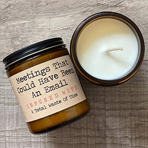 Meetings That Could Have Been An Email Infused With A Total Waste Of Time Premium Soy Wax Candle The Malicious Mermaid Amber Jar Candle Made In Usa