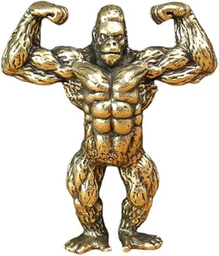 Wwxuanke - 1 pieza de decoración de gorila muscular de cobre macizo, figura en miniatura de culturista de latón, decoración de escritorio, regalo de