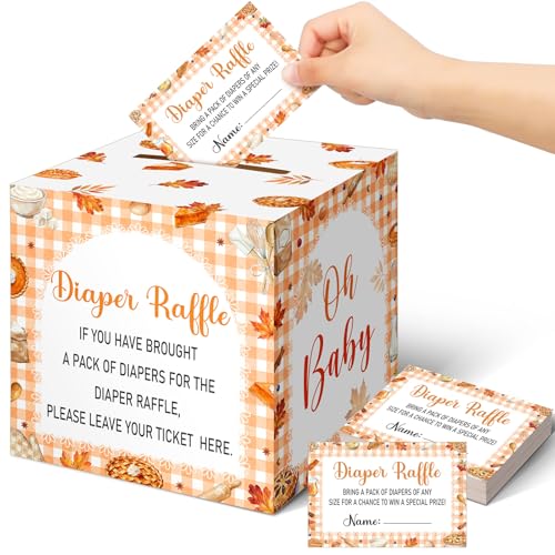 Image of Teling 51 Pieces Diaper Raffle Tickets with Card Box,Little Cutie Pie