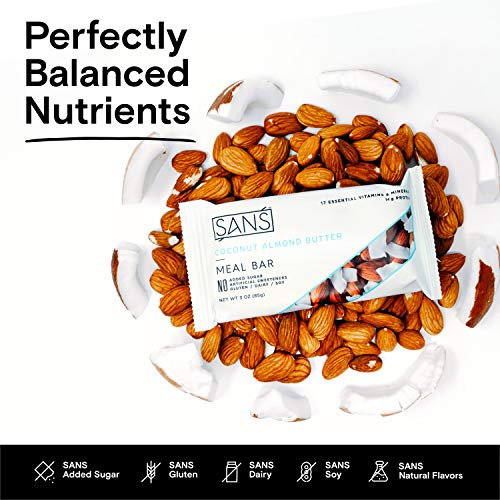 SANS Coconut Almond Butter Meal Replacement Protein Bar AllNatural