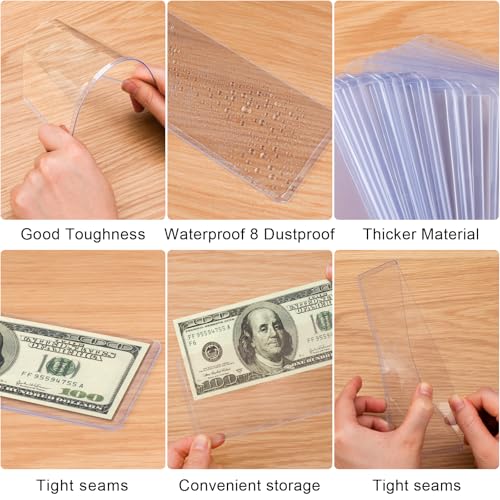 50 protectores transparentes para billetes 6.8 x 2.9 pulgadas miniatura 5