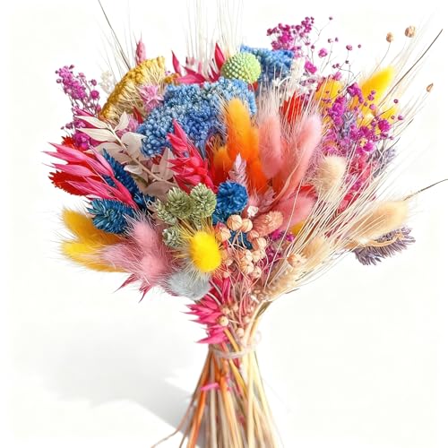 Ramo de Flores Secas Coloridas con Pasto Pampas Natural miniatura 1