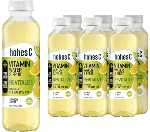 hohes C Vitamin Water Revitalize - Limón y Lima - Bebida Refrescante - Pack de 6 (6x0,5L)