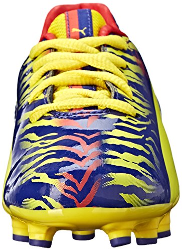 PUMA Falcao 9 Firm Ground JR Soccer Shoe (Infant/Toddler/Little Kid/Big Kid) , Clematis Blue/Vibrant Yellow/Poppy Red, 3 M US Little Kid2