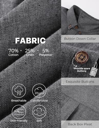PJ PAUL JONES Mens Linen Shirt Short Sleeve Button Down Business Casual Dress Shirts Cotton Summer Beach Shirts with Pocket - image 3