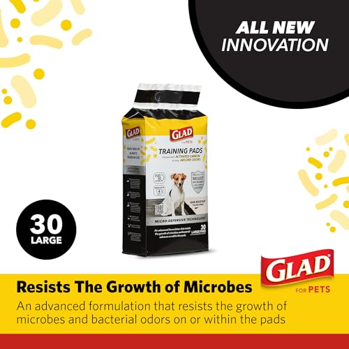 Image of Glad for Pets Activated Carbon Training Pads, Anti-Microbial, 30 Count (Pack of 6)