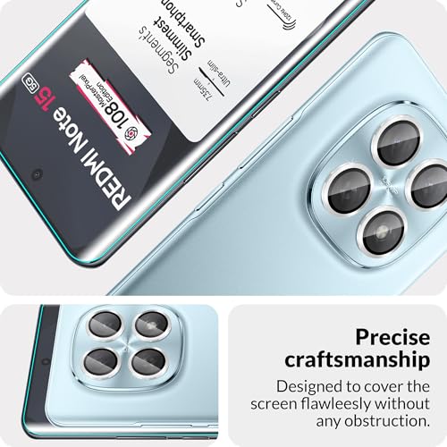 Image of ArmourPro UV Tempered Glass for Redmi Note 15 5G with Silver Camera Ring Guard Combo, Crystal Clear Screen Protector, Case Friendly, Anti-Scratch, Bubble-Free Installation Kit