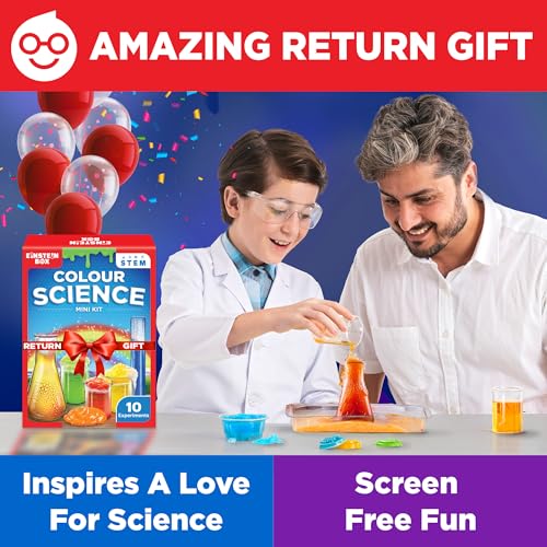 Image of Einstein Box Science Return Gift for Kids Age 6-12 Years DIY Colour Science Kit with 10 Fun Experiments