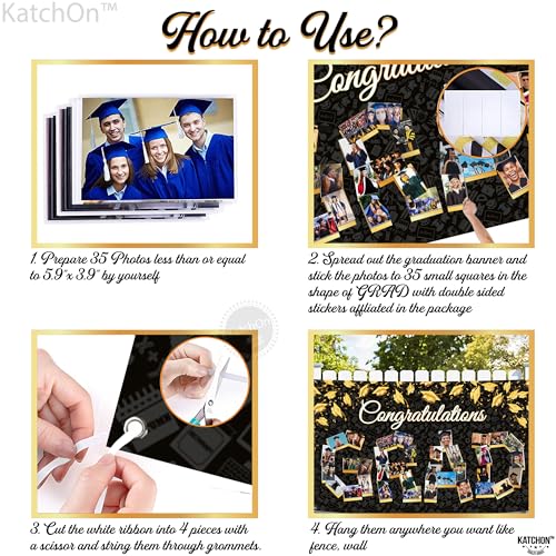 Image of KatchOn, Congratulations Graduation Photo Banner - Xtralarge, 72x44 Inch | Personalized Grad Photo Banner | Black and Gold Congratulations Grad Backdrop | 2026 Graduation Decorations