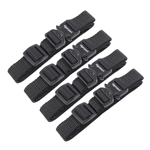 Image of Vigorport Utility Straps Quick Release Nylon Backpack Accessory Bag Strap,Adjustable for Hiking,Travel,Outdoor Sports-4 Pack (Black-Metal Buckle, 0.75''W-24''L)