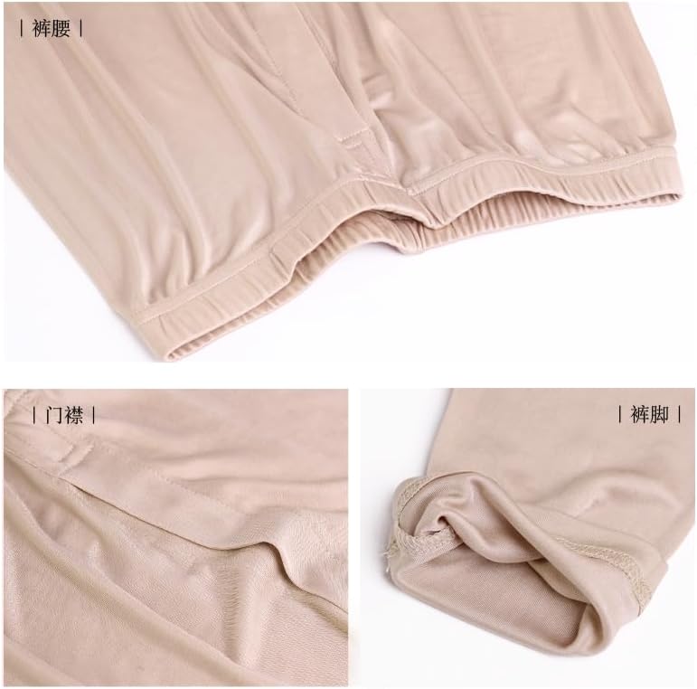 Mens Silk Thermal Underwear Long Johns Pants Knit Mulberry Silk Lightweight Base Layer Bottom Legging for Cold Weather - Image 6