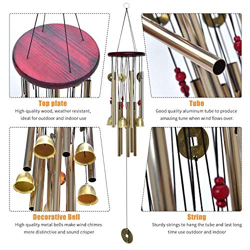 Image of Chinese Traditional Retro10 Tubes 5 Bells Bronze Yard Garden Outdoor Living Wind Chimes 85cm (MT-626).