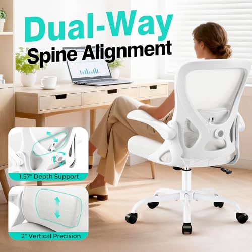 Image of AreShark Office Chair - Ergonomic Breathable Mesh Desk Chair with Adjustable Lumbar Support and Flip-up Armrests - Executive High Back Rolling Swivel Comfortable Computer Gaming Chair for Home Office