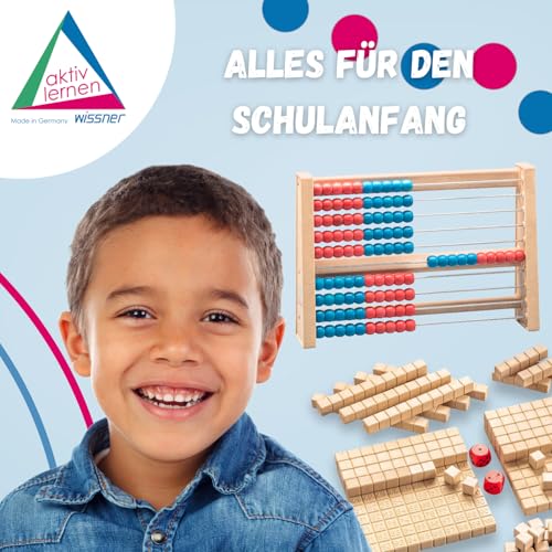 WISSNER® aktiv lernen - 100 er Rechenrahmen, ab 3 bis 99 Jahre , rot/blau - RE-Wood®
