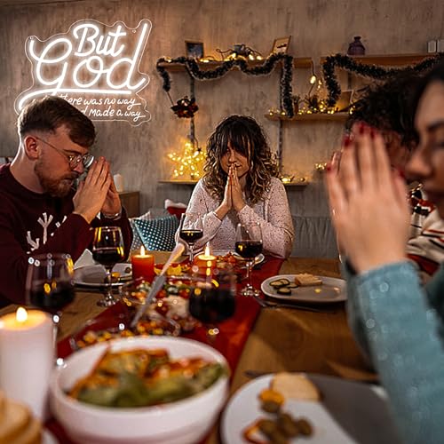 Image of But God Neon Sign for Wall Decor But God LED Light for Man Cave | Dimmable led, inspirational wall art, faith home decor, spiritual ornament, gift for faith enthusiasts, size 13.8*12.3 in