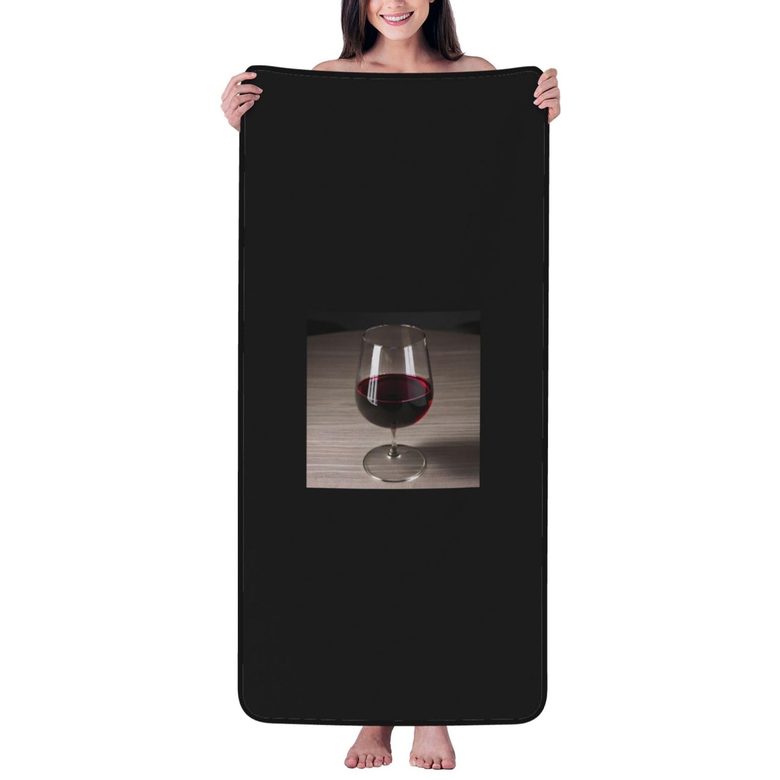 KPXXAQT Wine Bottle Glass Print Coral Velvet Bath Towel Soft Absorbent Towels Home Vacation Or Summer Gifting