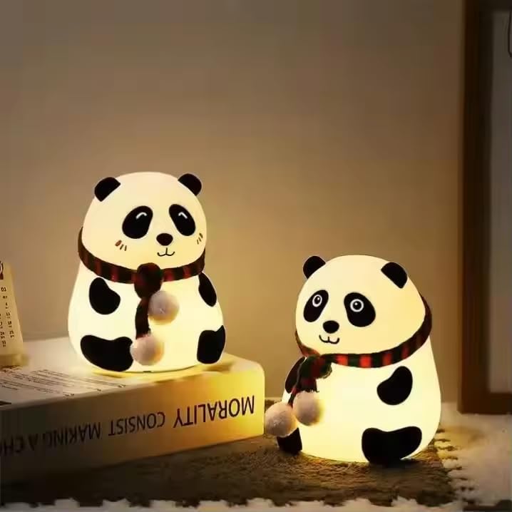Image of Oblivion Silicone Panda Night Light - Cute Touch Sensor LED Lamp for Kids, Girls & Boys | 7-Color Rechargeable Bedroom Decor | Portable Bedside Night Lamp for Home, Men & Women