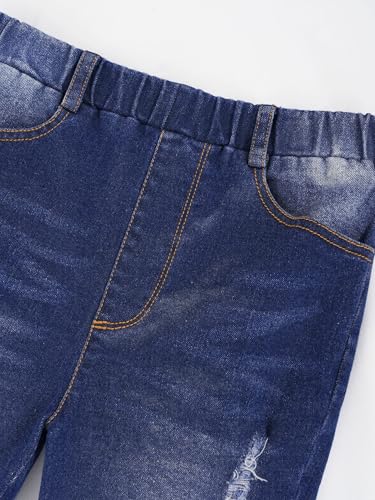 JEYPINMI Little Girl's Bell-Bottoms Denim Pants Elastic Waist Wide Leg Baggy Jeans Stretchy Jeggings4