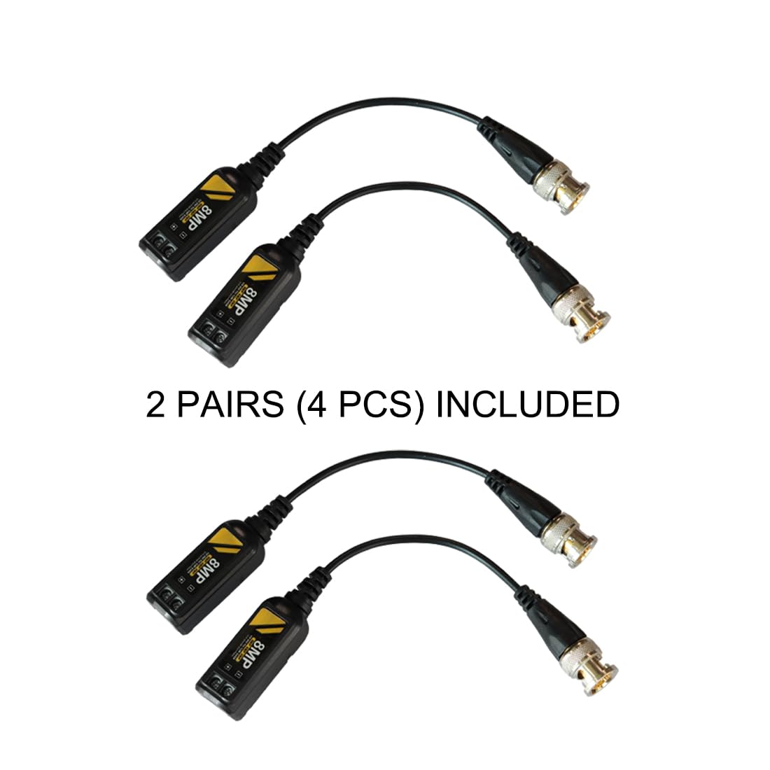 Balun per Telecamere Video Balun BNC UTP Connettori, Ricetrasmettitore CAT5/5E/6 per CVI/TVI/AHD/CVBS HD Telecamere 720P 1080P 4MP 5MP 8MP (4 Pezzi)