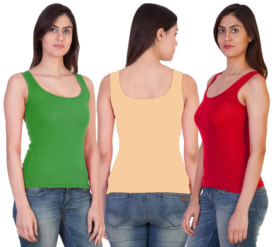 Image of Pack of 3 Premium Tank Top Vest Top Camisole Sando Spaghetti Inner Wear Camis for Women,Girls