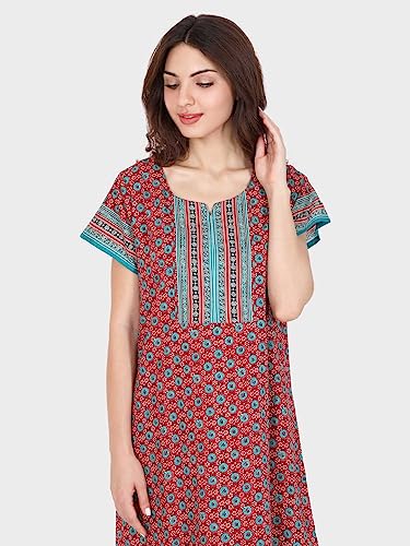 Image of Evolove Women's Cotton Long Maxi Night Gown Nighty Dress with Pocket, Super Soft Comfortable (LNG-Cotton-2)