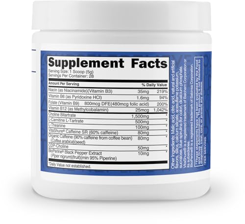 Image of TransformHQ Energy & Focus Powder (Blue Raspberry) 28 Servings, Gluten-Free | Boost Shot Clean Energy Drink Mix, Sugar Free, GMO-Free