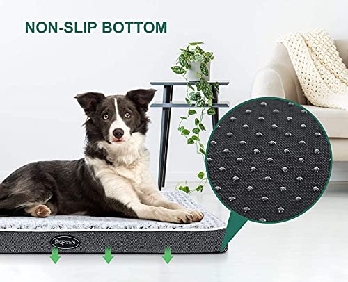 Furpezoo Orthopedic Dog Bed for Medium Dog,(35"x22"x2.8") Dog Crate Mattress with Memory Foam, Washable Dog Bed of Comfortable Rose Plush Beds with Removable Cover, White,L - Image 5
