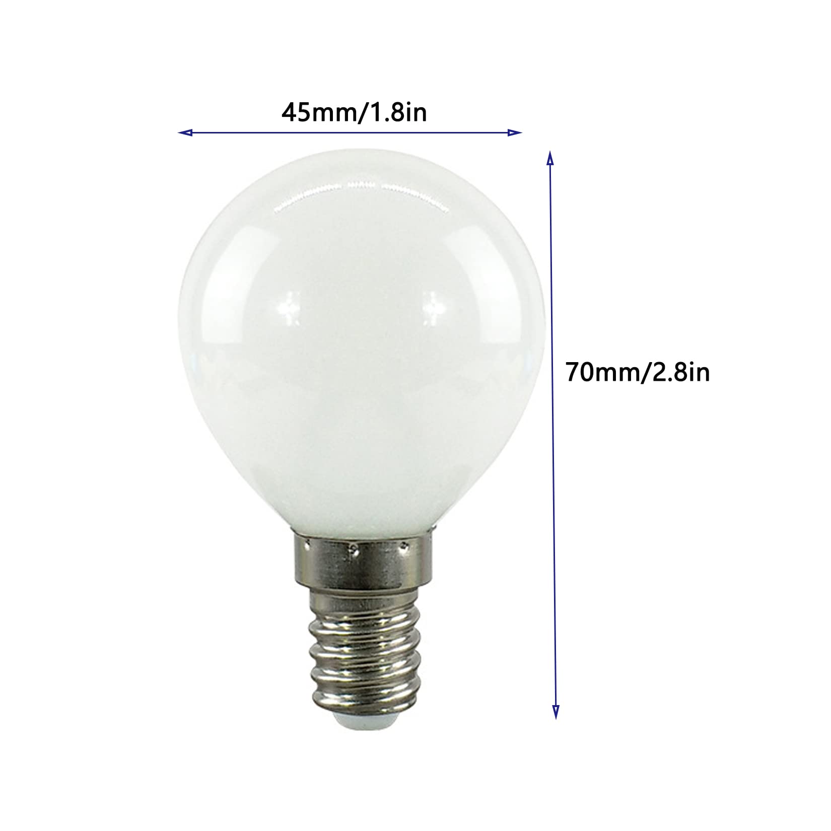 Lampadina LED E12 G45, 3 W, 30 Watt, luce bianca fredda, 6500 K, luce notturna rotonda, attacco E12, base a candelabro, per bagno, trucco, specchio, camera da letto, confezione da 6