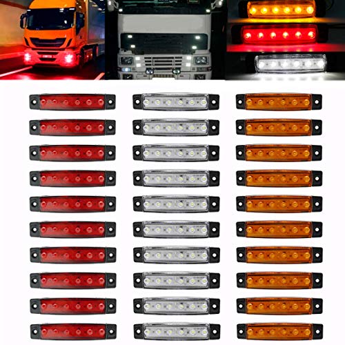 30個24V 6SMDトラックライトはマーカーライトカーバストラックローリーサイドマーカーインジケータートレーラーライトリアサイドランプを導いた