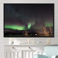 Framed Canvas Wall Art Dayspring Astronomy & Space Contemporary Cosmic Dramatic Green Group Photography Realism - 16x24 inches