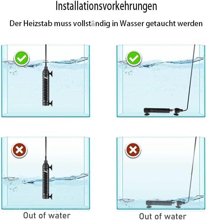 GERUI Réchauffeur d'aquarium 35 W/50 W (1 L-20 L) avec régulateur de température pour réservoirs de Poissons et d'aquarium avec Protection Contre la surchauffe (50 W)