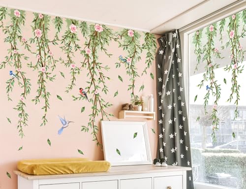 Vinilo decorativo hojas verdes para pared miniatura 7