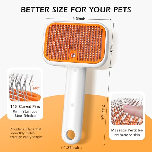 Image of 3-in-1 Pet Mist Brush for Dogs & Cats, Self-Cleaning,Rechargeable | ABS Body，Round-Tipped Comb Pins，Indoor Cat & Dog Grooming，Reduces Shedding，Controls Loose Flying Fur