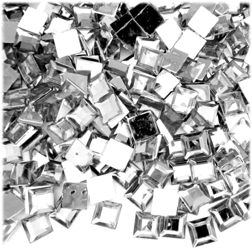 The Crafts Outlet 1,000pc Loose Rhinestones Square 8mm - Flatback Crystal Clear