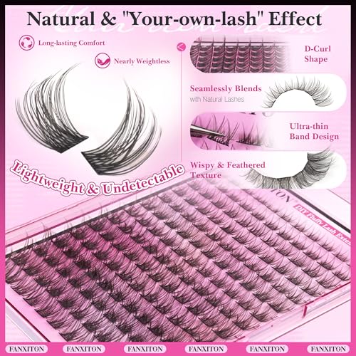 Image of DIY Lash Extension Kit Natural Look Wispy Lash Clusters D 154 pcs Lashes Clusters 8-16 mm Eyelash Extension Kit Lash Bond and Seal Lash Tweezers Individual Lashes Lash Cluster Kit For Beginners