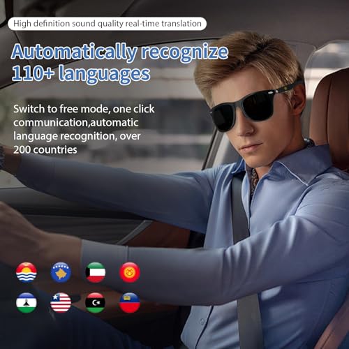 Image of GenXenon AI Translation Glasses with 160+ Languages Real-Time Translation, Bluetooth Audio Smart Glasses for Women & Men, UV400 Polarized Lenses, Hands-Free Calling, AI Smart Sunglasses