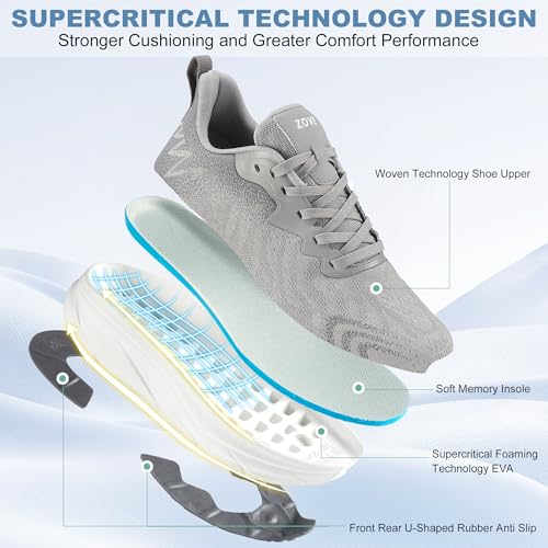 Image of ZOVE Wide Toe Box Shoes Women Extra Wide Width Sneakers Ultra Light Road Running Shoes Non-Slip Tennis Sneakers Breathable Walking Athletic