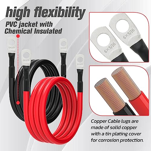 6 AWG Battery Cable 6AWG Gauge Battery Inverter Cables for Automotive Solar Marine Boat RV Car Motorcycle (6 AWG, 7FT, 5/16") by Gopayia - Image 3
