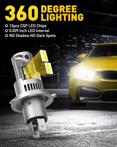Image of AUXITO H4 Bulb, 1000% Brighter, 1:1 Mini Size No Adapter Needed, 5 Min Quick Install, No Flicker, 99% Compatibility, Pack of 2