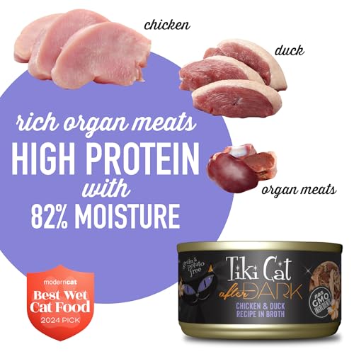 Image of Tiki Cat After Dark Wet Cat Food, Chicken & Duck, 2.8 oz. Cans (12 Count)