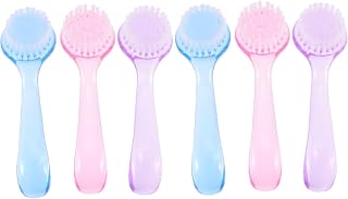 Mikinona 6Pcs Facial Cleansing Brushes and Nail Cleaning Brushes with Non-slip Handle Exfoliation for Face Nails and Pores for Women and Texture Colors Pink Blue and
