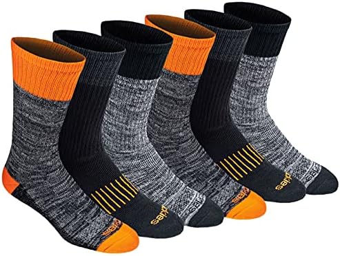 Dickies mens Dri-tech Moisture Control Crew Multipack Casual Sock, Hi-vis Orange Black (6 Pairs), Shoe Size 6-12 US