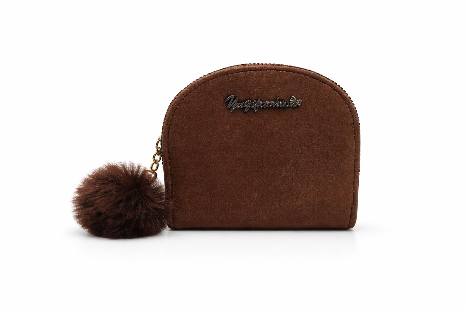 Elegant Women’s Mini Coin Purse Wallet with Soft Faux Leather Finish, Zipper Closure & Pom Pom Keychain – Compact Travel Pouch for Coins, Cash, Cards & Accessories (Brown)-picture-43