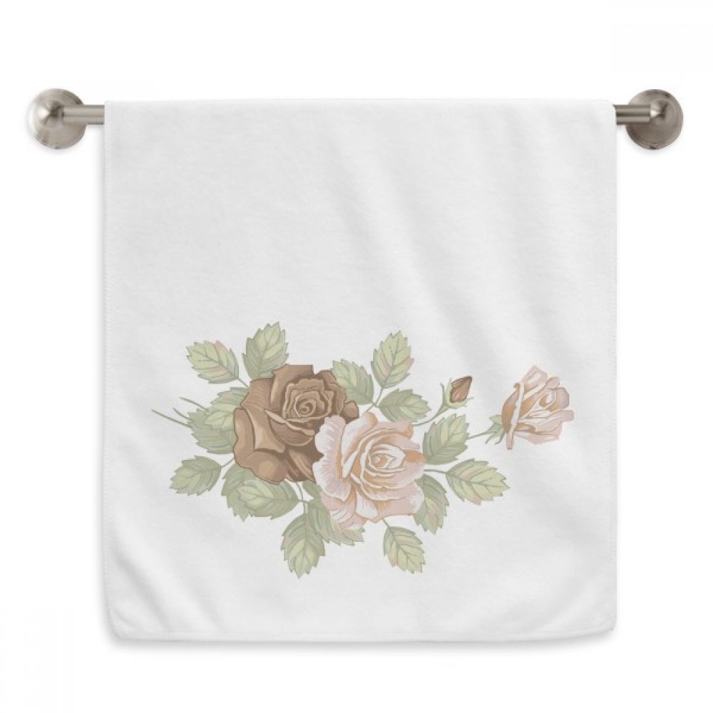 Serviette de toilette blanche fleurs roses 13x29 pouces essuie-mains moelleux