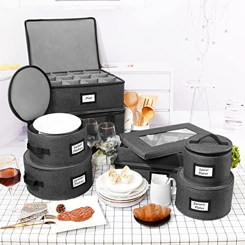 Homelux Theory Mug Storage Box With Dividers | 16"X12.5"X6" Ultra Thick Hardshell All Surfaces & Cover | Cup Storage| Stackable Storage With 12 Compartments | Cup Storage Organizer With Handles #TOP5