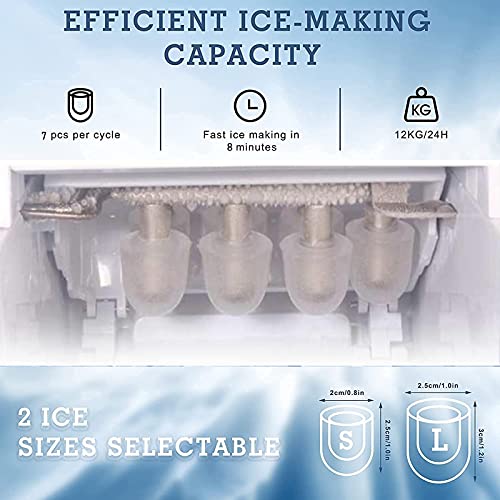 Fabricadora de hielo portátil 15Kg/24h con LCD y 7 cubos miniatura 6
